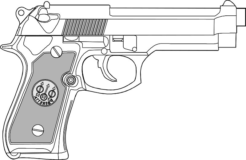 Omalovnka pistole k vytisknut na A5