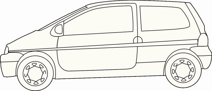 Omalovnka, obrzek Renault Twingo - Auta - k vytisknut, pro dti k vybarven zdarma, online ke staen a vytitn