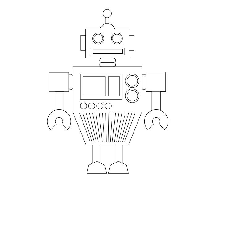 Omalovnka, obrzek Robot - Lid - k vytisknut, pro dti k vybarven zdarma, online ke staen a vytitn