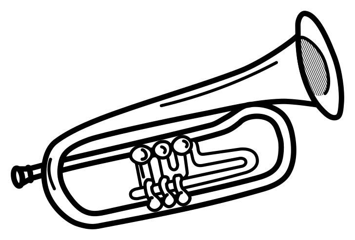 Omalovnka, obrzek Trumpeta - Hudba - k vytisknut, pro dti k vybarven zdarma, online ke staen a vytitn