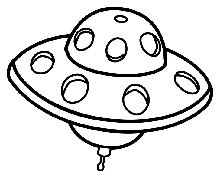 Omalovnka, obrzek UFO - Vesmr - k vytisknut, pro dti k vybarven zdarma, online ke staen a vytitn