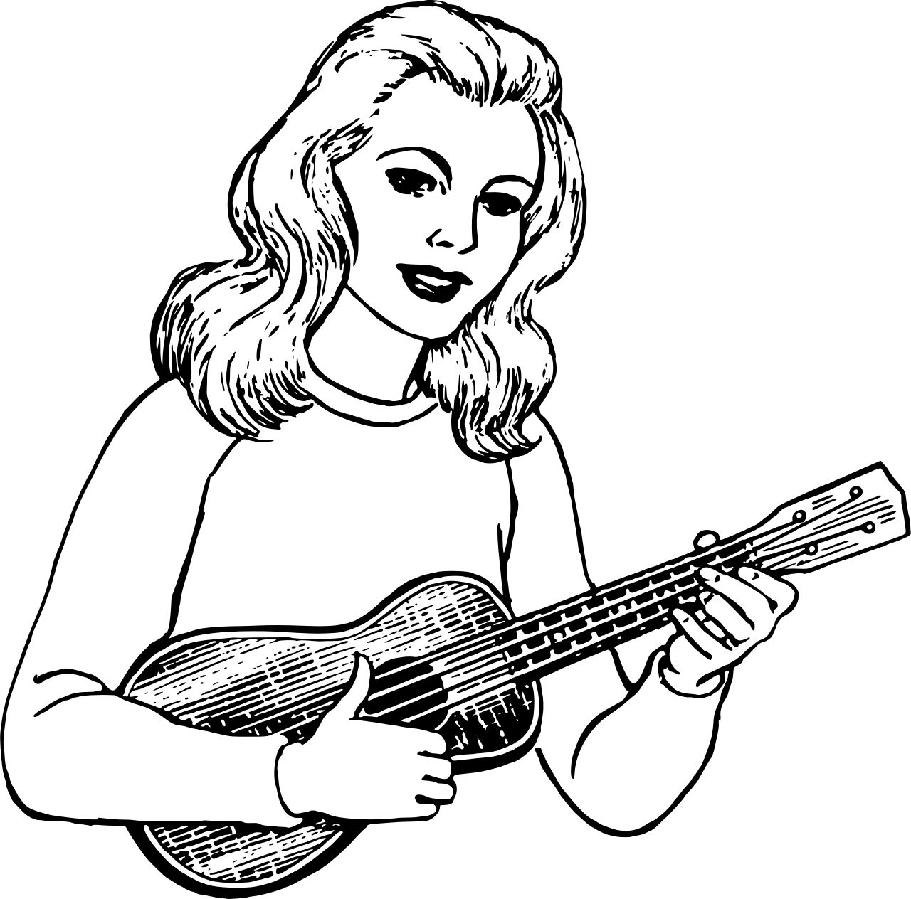 Omalovánka ukulele k vytisknutí na A4