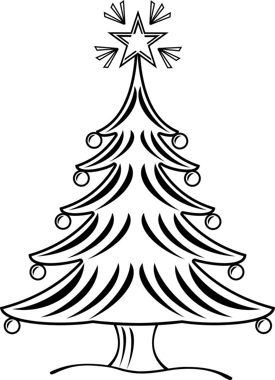 Omalovánka vánoční stromek k vytisknutí na A4