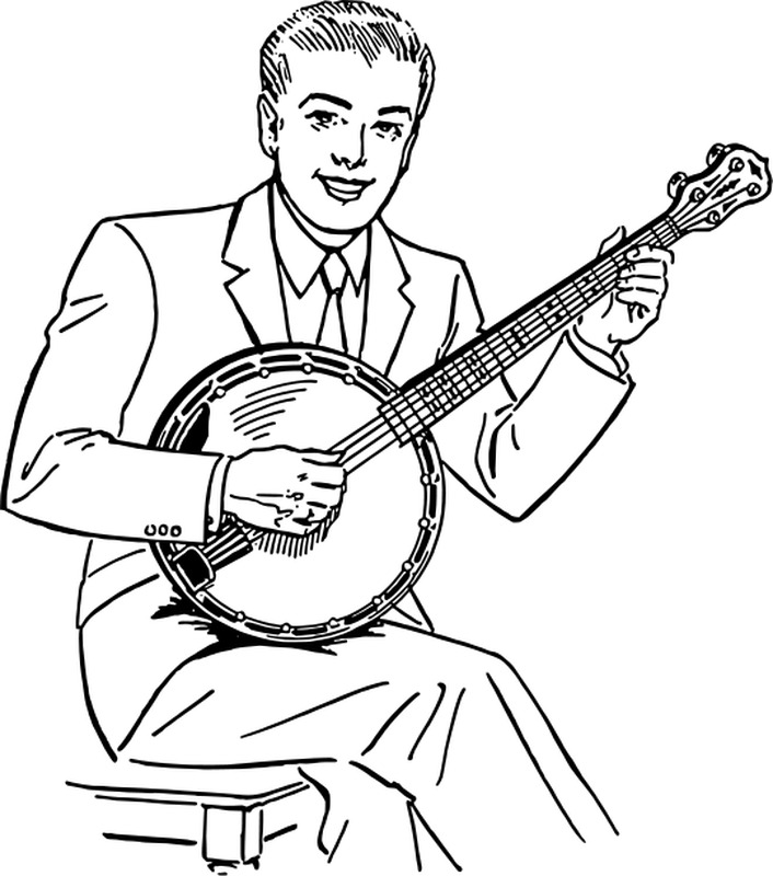 Omalovánka banjo k vytisknutí na A5
