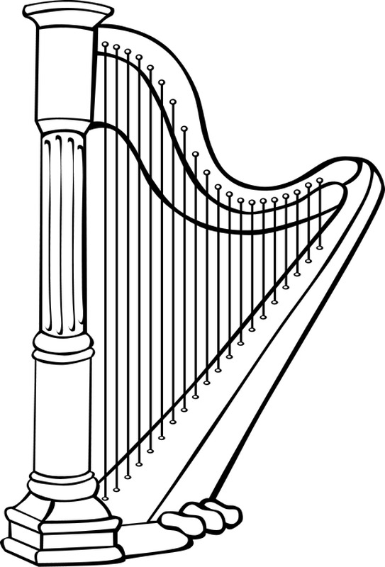Omalovánka harfa k vytisknutí na A5