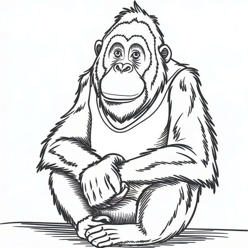 Omalovnka orangutan k vytisknut na A5
