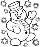 Veselý sněhulák - obrázek, omalovánka k tisku