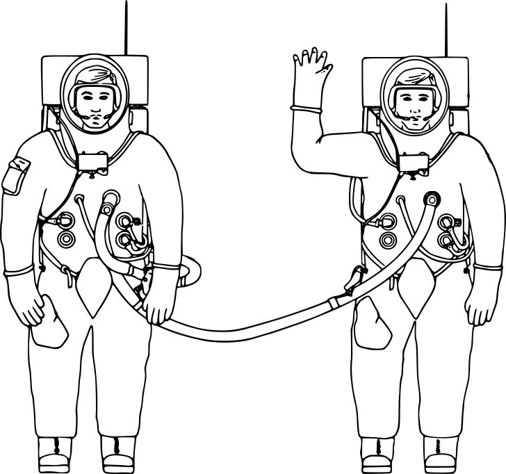 Omalovánka, obrázek Astronauti - Vesmír - k vytisknutí, pro děti k vybarvení zdarma, online ke stažení a vytištění