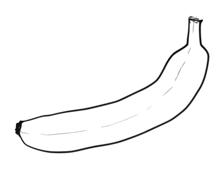 Omalovánka, obrázek Banán - Ovoce - k vytisknutí, pro děti k vybarvení zdarma, online ke stažení a vytištění