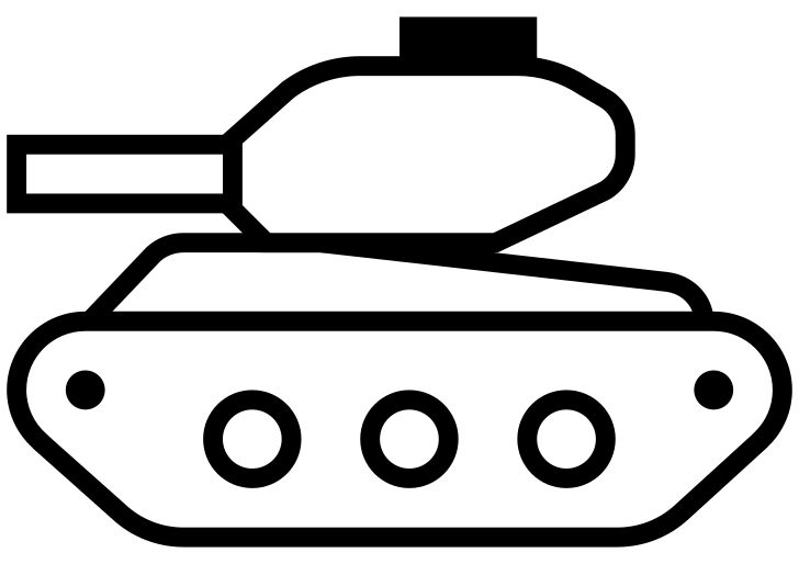 Omalovánka, obrázek Bojový tank - Dopravní prostředky - k vytisknutí, pro děti k vybarvení zdarma, online ke stažení a vytištění