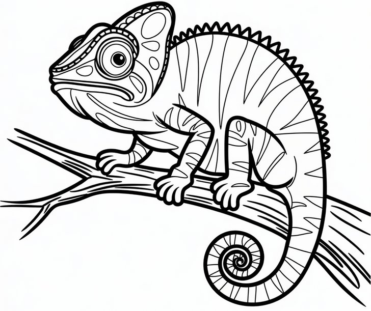 Omalovnka, obrzek Chameleon - Zvata - k vytisknut, pro dti k vybarven zdarma, online ke staen a vytitn