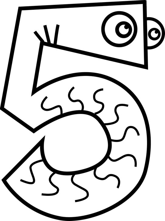 Omalovánka, obrázek Číslo 5 - Znaky - k vytisknutí, pro děti k vybarvení zdarma, online ke stažení a vytištění