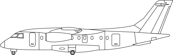 Omalovánka, obrázek Dornier 328 - Dopravní prostředky - k vytisknutí, pro děti k vybarvení zdarma, online ke stažení a vytištění
