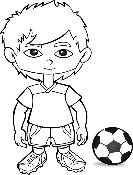 Omalovánka, obrázek Fotbalista - Sport - k vytisknutí, pro děti k vybarvení zdarma, online ke stažení a vytištění
