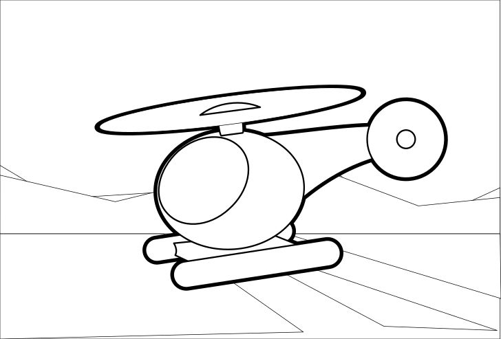 Omalovánka, obrázek Helikoptéra - Dopravní prostředky - k vytisknutí, pro děti k vybarvení zdarma, online ke stažení a vytištění