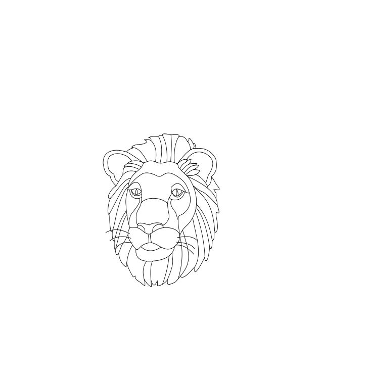 Omalovánka, obrázek Hlava lva - Zvířata - k vytisknutí, pro děti k vybarvení zdarma, online ke stažení a vytištění