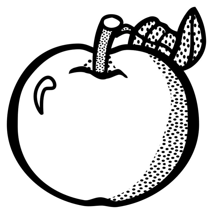 Omalovánka, obrázek Jablíčko - Ovoce - k vytisknutí, pro děti k vybarvení zdarma, online ke stažení a vytištění