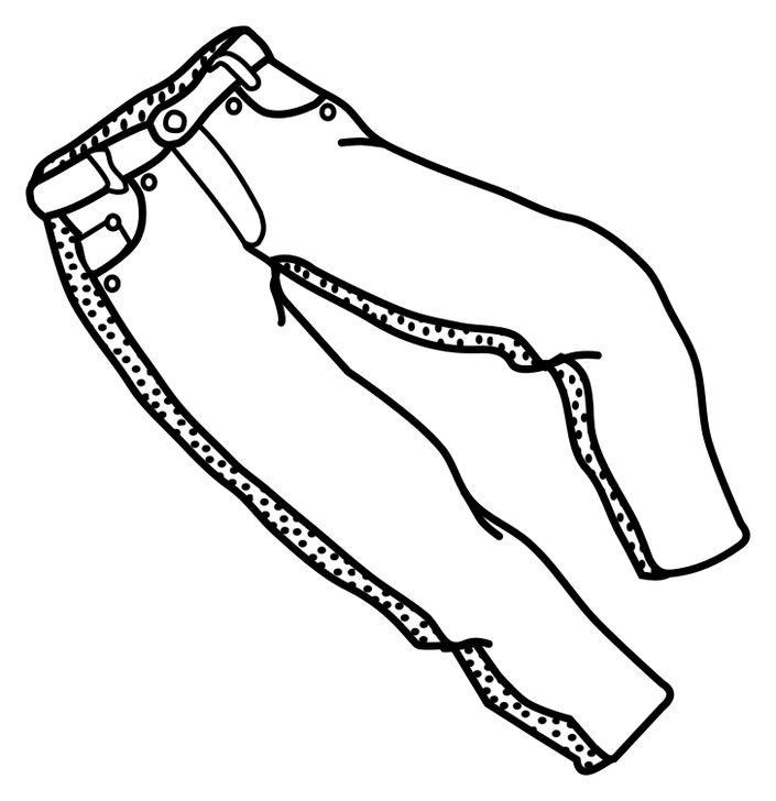 Omalovánka, obrázek Kalhoty - Oděvy - k vytisknutí, pro děti k vybarvení zdarma, online ke stažení a vytištění