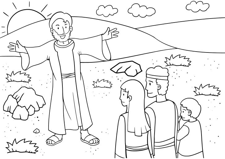 Omalovánka, obrázek Kniha Genesis 18 - Bible a křesťanství - k vytisknutí, pro děti k vybarvení zdarma, online ke stažení a vytištění