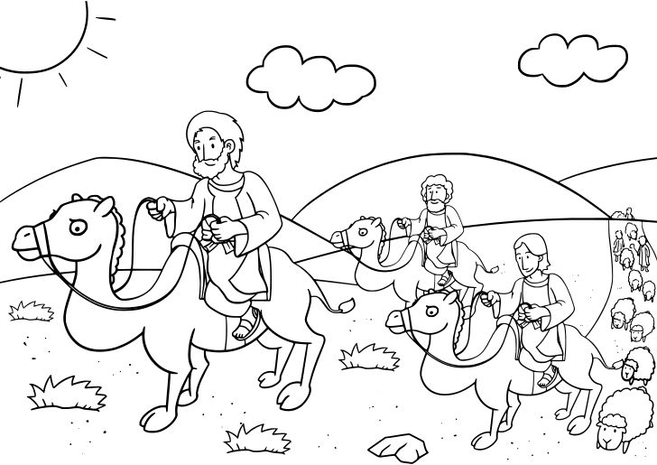 Omalovánka, obrázek Kniha Genesis 20 - Bible a křesťanství - k vytisknutí, pro děti k vybarvení zdarma, online ke stažení a vytištění