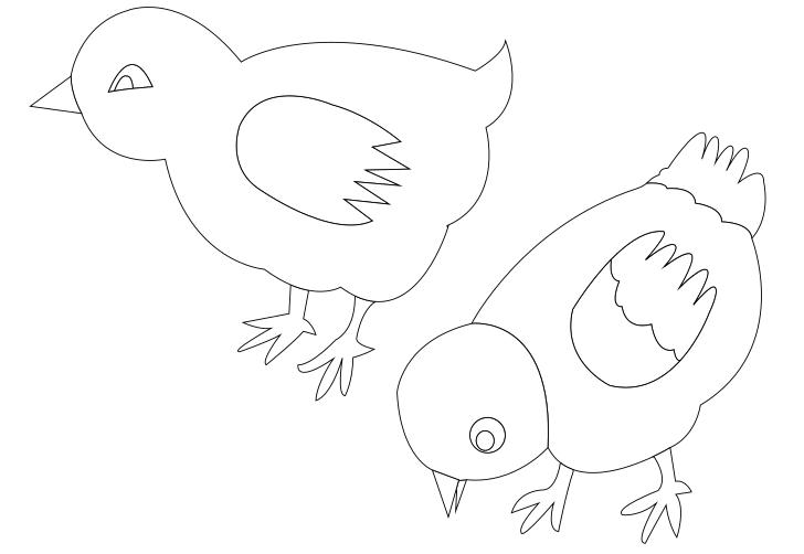 Omalovánka, obrázek Kuřata - Ptáci - k vytisknutí, pro děti k vybarvení zdarma, online ke stažení a vytištění