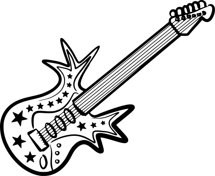 Omalovánka, obrázek Kytara - Hudba - k vytisknutí, pro děti k vybarvení zdarma, online ke stažení a vytištění