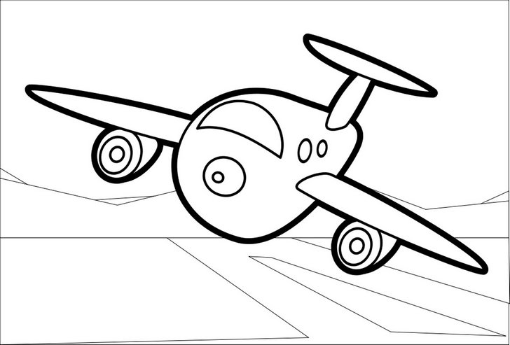 Omalovánka, obrázek Letadlo - Dopravní prostředky - k vytisknutí, pro děti k vybarvení zdarma, online ke stažení a vytištění