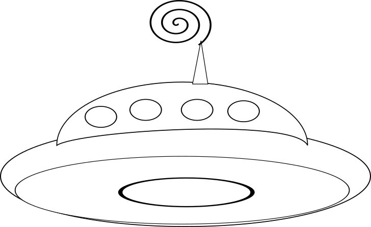 Omalovánka, obrázek Létající talíř - Vesmír - k vytisknutí, pro děti k vybarvení zdarma, online ke stažení a vytištění