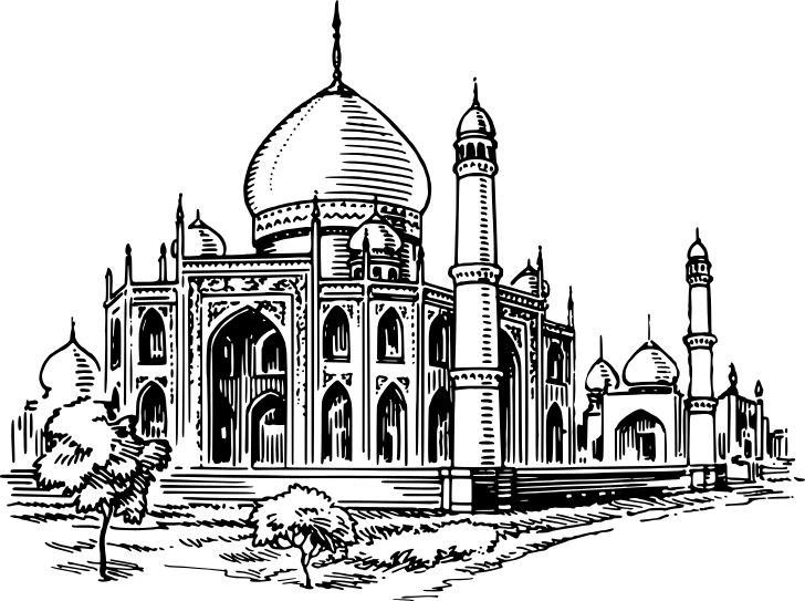 Omalovánka, obrázek Mešita - Budovy - k vytisknutí, pro děti k vybarvení zdarma, online ke stažení a vytištění