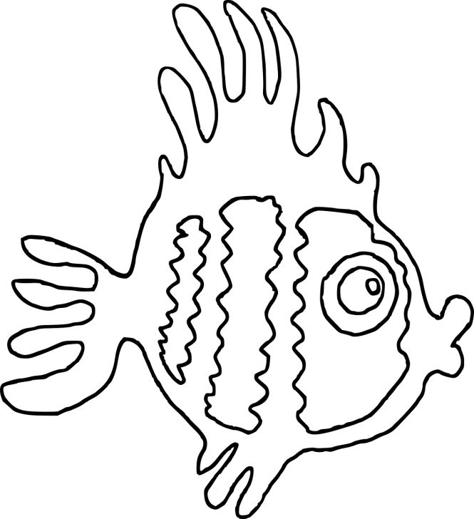 Omalovánka, obrázek Mořská ryba - Zvířata - k vytisknutí, pro děti k vybarvení zdarma, online ke stažení a vytištění