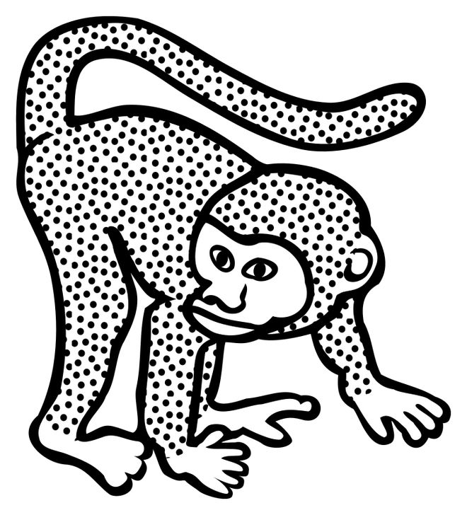 Omalovánka, obrázek Opice - Zvířata - k vytisknutí, pro děti k vybarvení zdarma, online ke stažení a vytištění
