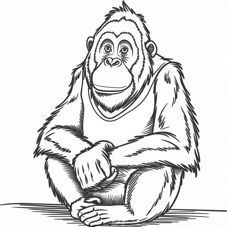 Omalovnka, obrzek Orangutan - Zvata - k vytisknut, pro dti k vybarven zdarma, online ke staen a vytitn