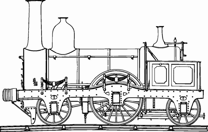 Omalovánka, obrázek Parní lokomotiva - Dopravní prostředky - k vytisknutí, pro děti k vybarvení zdarma, online ke stažení a vytištění