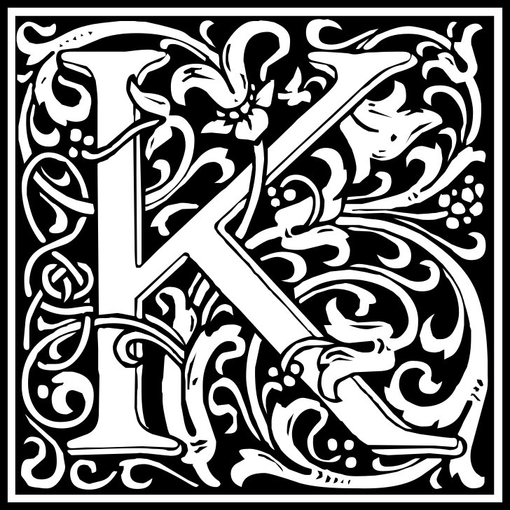 Omalovánka, obrázek Písmeno K - Znaky - k vytisknutí, pro děti k vybarvení zdarma, online ke stažení a vytištění