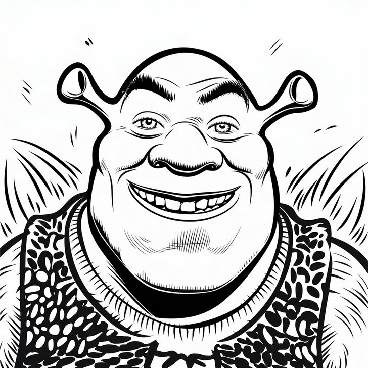 Omalovnka, obrzek Shrek - Pohdky - k vytisknut, pro dti k vybarven zdarma, online ke staen a vytitn