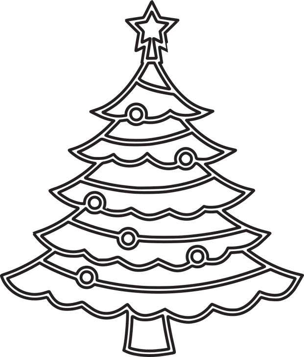 Omalovánka, obrázek Stromek - Vánoce - k vytisknutí, pro děti k vybarvení zdarma, online ke stažení a vytištění