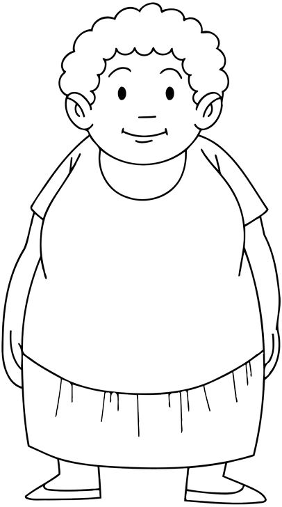 Omalovánka, obrázek Tlustá žena - Lidé - k vytisknutí, pro děti k vybarvení zdarma, online ke stažení a vytištění
