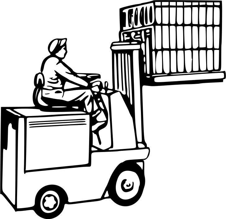 Omalovánka, obrázek Vysokozdvižný vozík - Dopravní prostředky - k vytisknutí, pro děti k vybarvení zdarma, online ke stažení a vytištění