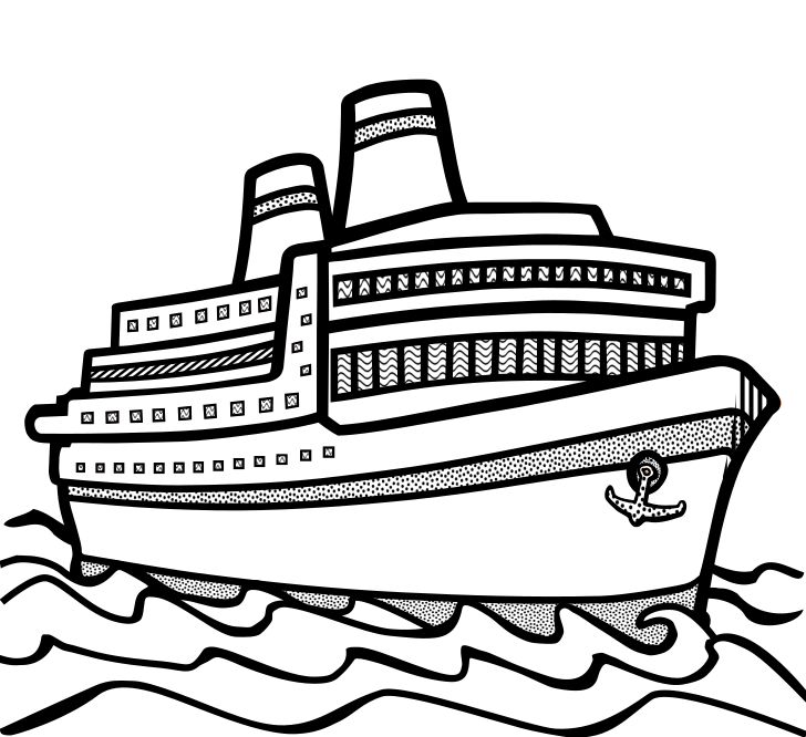 Omalovánka, obrázek Zaoceánská loď - Dopravní prostředky - k vytisknutí, pro děti k vybarvení zdarma, online ke stažení a vytištění