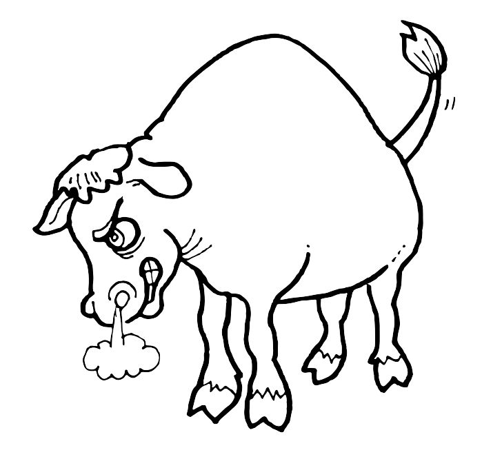 Omalovánka, obrázek Zuřící býk - Zvířata - k vytisknutí, pro děti k vybarvení zdarma, online ke stažení a vytištění